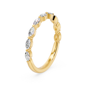 Demi-alliance 9 diamants naturels marquises 0.65 carat or jaune 14 carats Natalina